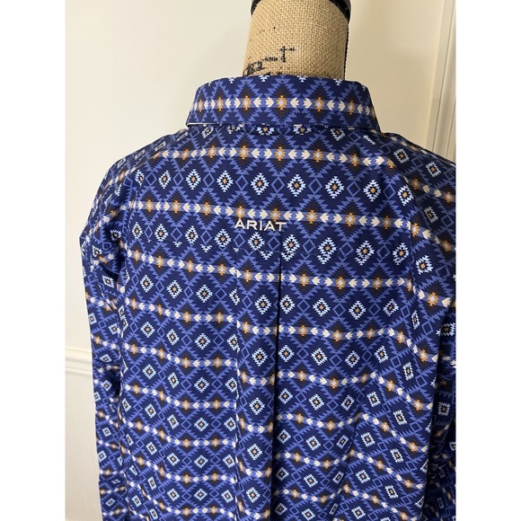 Ariat NWT Men's Connor Fitted Navy Long Sleeve Shirt Size XL - Picture 7 of 7